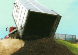 Truck off-loading composted Manure